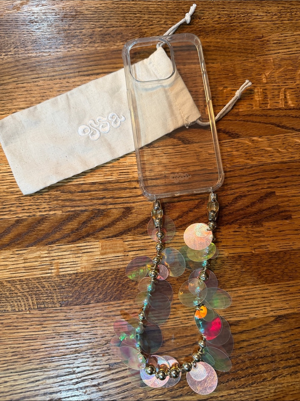 Ossa iPhone 15 Pro Case And Sequins Wristlet